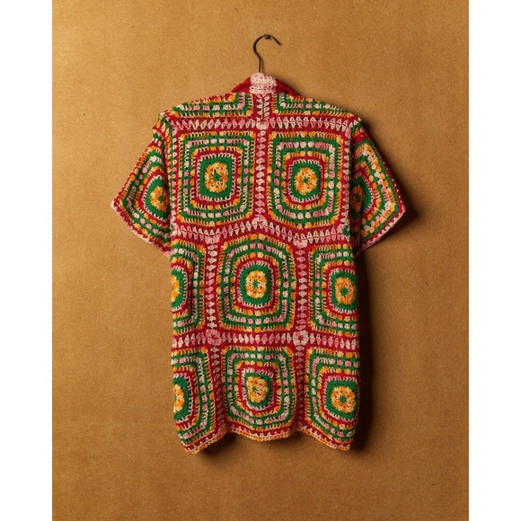 BODE MANCHESTER CROCHET SHORT SLEEVE SHIRT - Picture 2 of 3